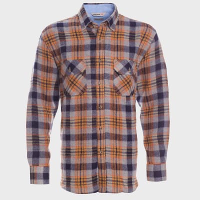 CAMISA LEÑADORA NARANJO GRIS
