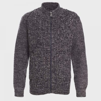 SWEATER FULL CIERRE TRENZADO GRIS