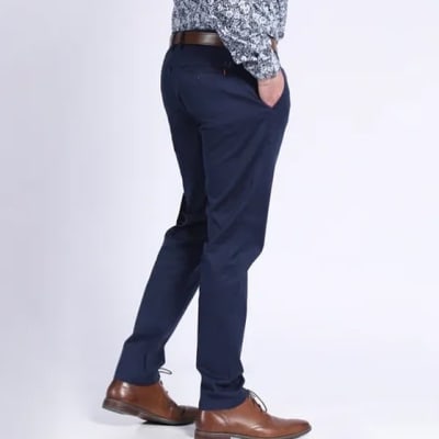 PANTALON FRENTE PLANO ELASTICADO AZUL