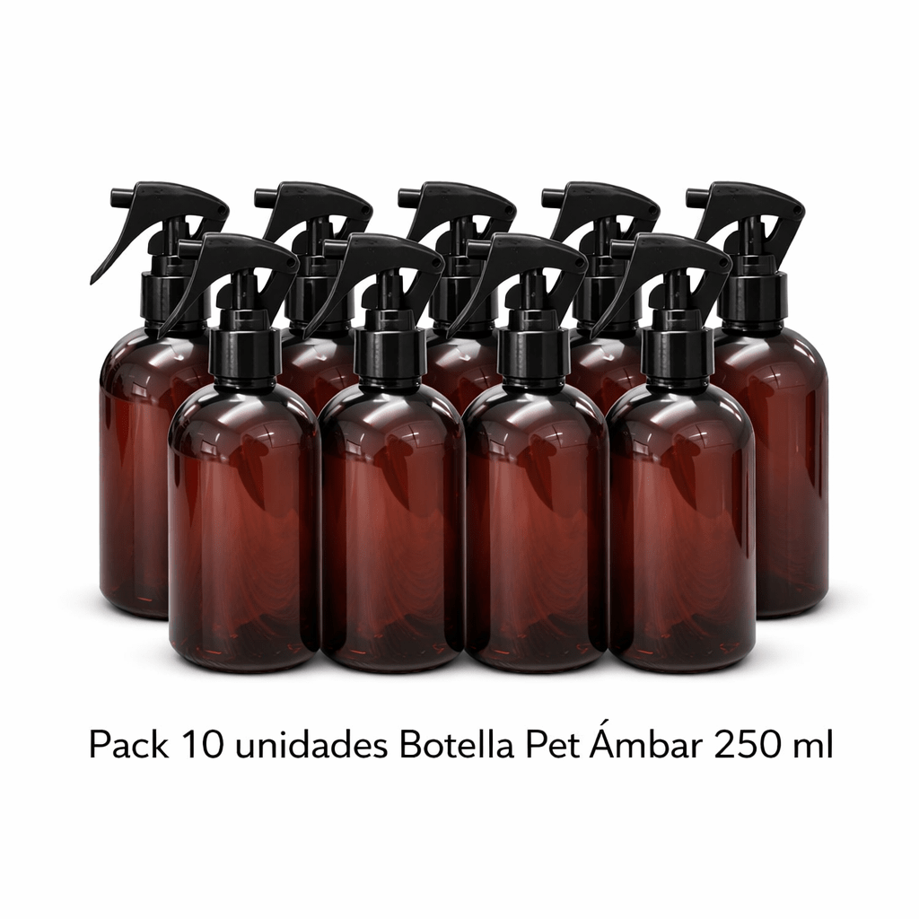 BOTELLA PET AMBAR 250 ML CON GATILLO PACK 10 UNIDADES1