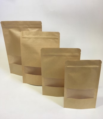 BOLSA DOYPACK HERMETICA DE PAPEL KRAFT C/VENTANA (50 Unidades)