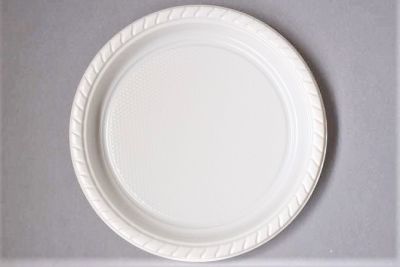 PLATO DE PLÁSTICO BLANCO (50 Unidades)