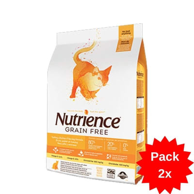 PACK X2 NUTRIENCE GRAIN FREE CAT PAVO/POLLO/ARENQUE 5KG