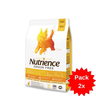 PACK X2 NUTRIENCE GRAIN FREE SMALL BITES PAVO/POLLO/ARENQUE 5KG