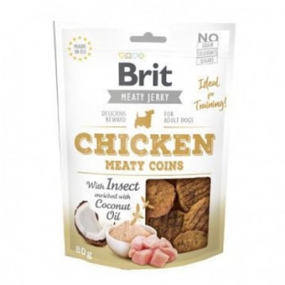JERKY SNACK CHICKEN WITH INSECT MEAT COINS FOR DOGS 80gr