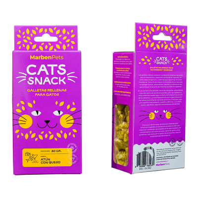 CATS SNACK. GALLETAS RELLENAS ATÚN Y QUESO 80 GR