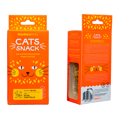 CATS SNACK. GALLETAS RELLENAS ATÚN CON POLLO 80 GR