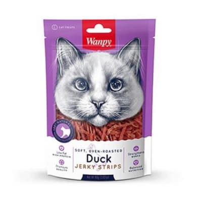 WANPY SOFT DUCK JERKY STRIPS FOR CATS 80GR1