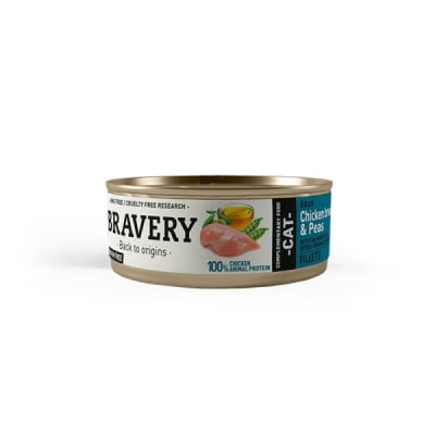 ALIMENTO HÚMEDO BRAVERY - POLLO Y POROTOS VERDES 70 GR