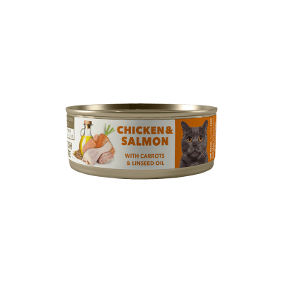 AMITY CHICKEN AND SALMON ADULT CAT WET FOOD 80 GR
