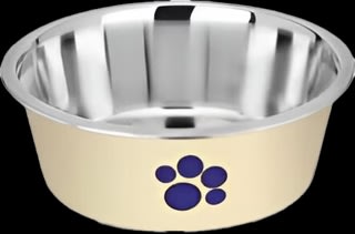 KUMAR PLATO PERROS CREMA CON PATITA AZUL 400 ML1