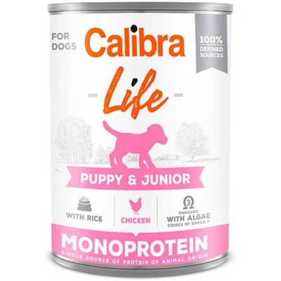 CALIBRA DOG LIFE LATA PUPPY & JUNIOR CHIKEN & RICE 400GR