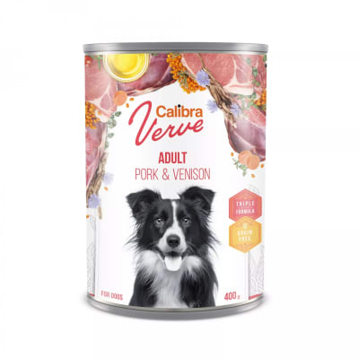 CALIBRA DOG VERVE GRAIN FREE LATA ADULTO CERDO Y VENADO 400GR