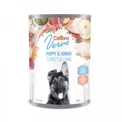 CALIBRA DOG VERVE GRAIN FREE LATA JUNIOR PAVO Y CORDERO 400GR