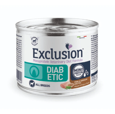 EXCLUSION VET  PERRO DIABETICO CERDO Y SORGO 200 GRS1