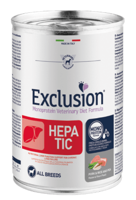 EXCLUSION VET  PERRO HEPATICO CERDO Y SORGO 400 GRS1