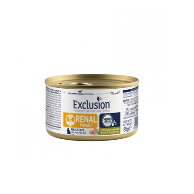 EXCLUSION VET  GATO RENAL 2 CERDO, ARVEJA Y ARROZ 85 GRS1