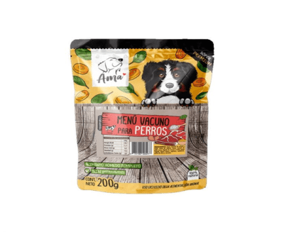 AMA ALIMENTO HUMEDO NATURAL PERRO MENU VACUNO POUCH 200GR