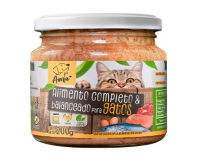 AMA ALIMENTO HUMEDO NATURAL GATO MENU GATO POLLO PEQUEÑO VIDRIO 200GR