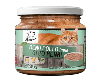 AMA ALIMENTO HUMEDO NATURAL GATO MENU GATO RENAL VIDRIO 200GR1