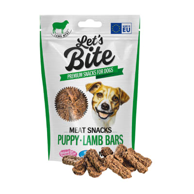 PROMO 5X LET'S BITE MEAT SNACKS PUPPY LAMB BARS 80GR