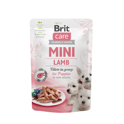 BRIT CARE MINI PUPPY LAMB FILLETS IN GRAVY 85G