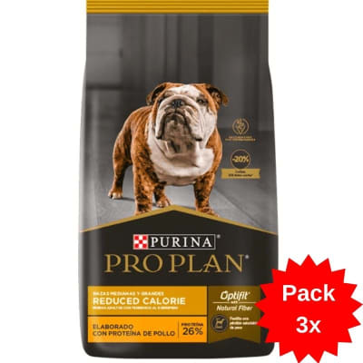 PACK 3X PRO PLAN DOG REDUCIDO EN CALORIAS RAZA MED/GRA 12KG