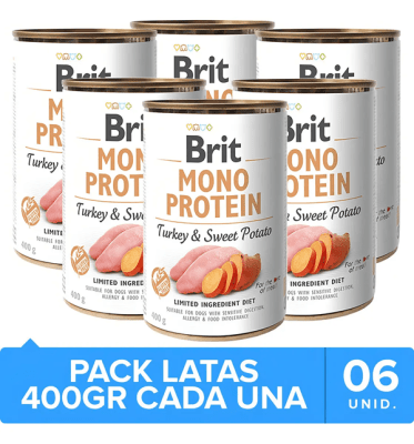 PACK 6X BRIT MONO PROTEIN TURKEY & SWEET POTATO 400GR