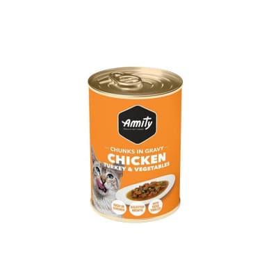 AMITY CAT CHUNKS CHICKEN,TURKEY & VEGETABLES 415G