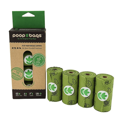POOP BAGS 4 ROLLOS BIODEGRADABLE COMPOSTABLE 60UNI