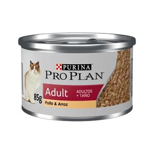 ALIMENTO HÚMEDO PRO PLAN GATO ADULTO - POLLO Y ARROZ LATA 85GR