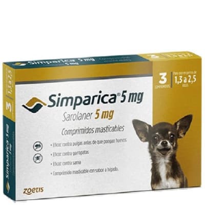 SIMPARICA 5MG 1.3 A 2.5KG 3 COMPRIMIDOS