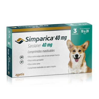 SIMPARICA 40MG 10 A 20KG 3 COMP