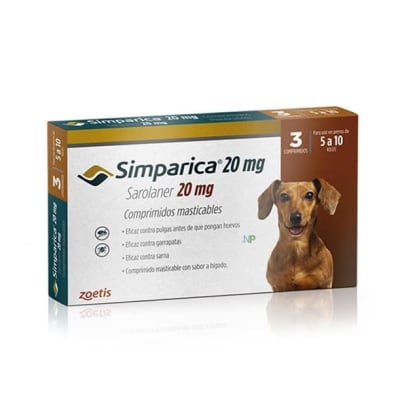 SIMPARICA 20MG 5 A 10KG 3 COMP