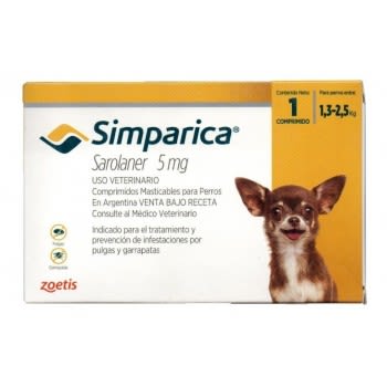 ANTIPARASITARIO SIMPARICA 5MG 1,3 A 2,5KG