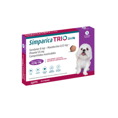 SIMPARICA TRIO 10MG 2,6 A 5KG 3 COMPRIMIDO