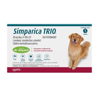 SIMPARICA TRIO 80MG 20,1 A 40KG 1 COMPRIMIDO