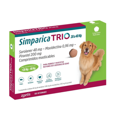 SIMPARICA TRIO 80MG 20,1 A 40KG 3 COMPRIMIDO