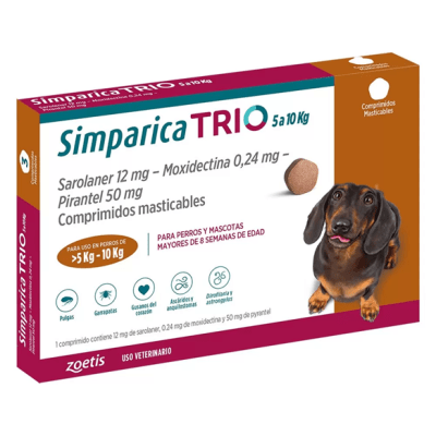 SIMPARICA TRIO 20MG 5,1 A 10KG 1 COMPRIMIDO
