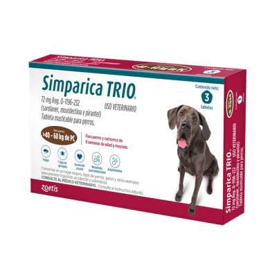SIMPARICA TRIO 120MG 40,1 A 60KG 3 COMPRIMIDO