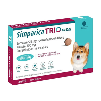 SIMPARICA TRIO 40MG 10,1 A 20KG 1 COMPRIMIDO