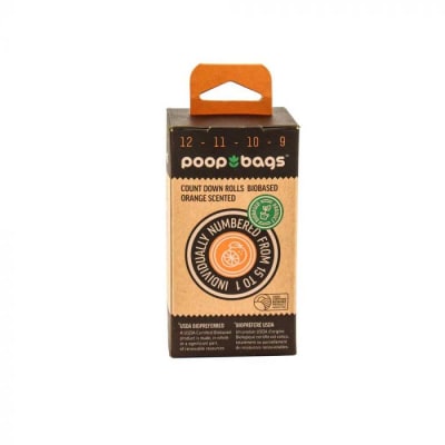 POOP BAGS 8 ROLLOS NARANJA BIODEGRADABLE 120UNI