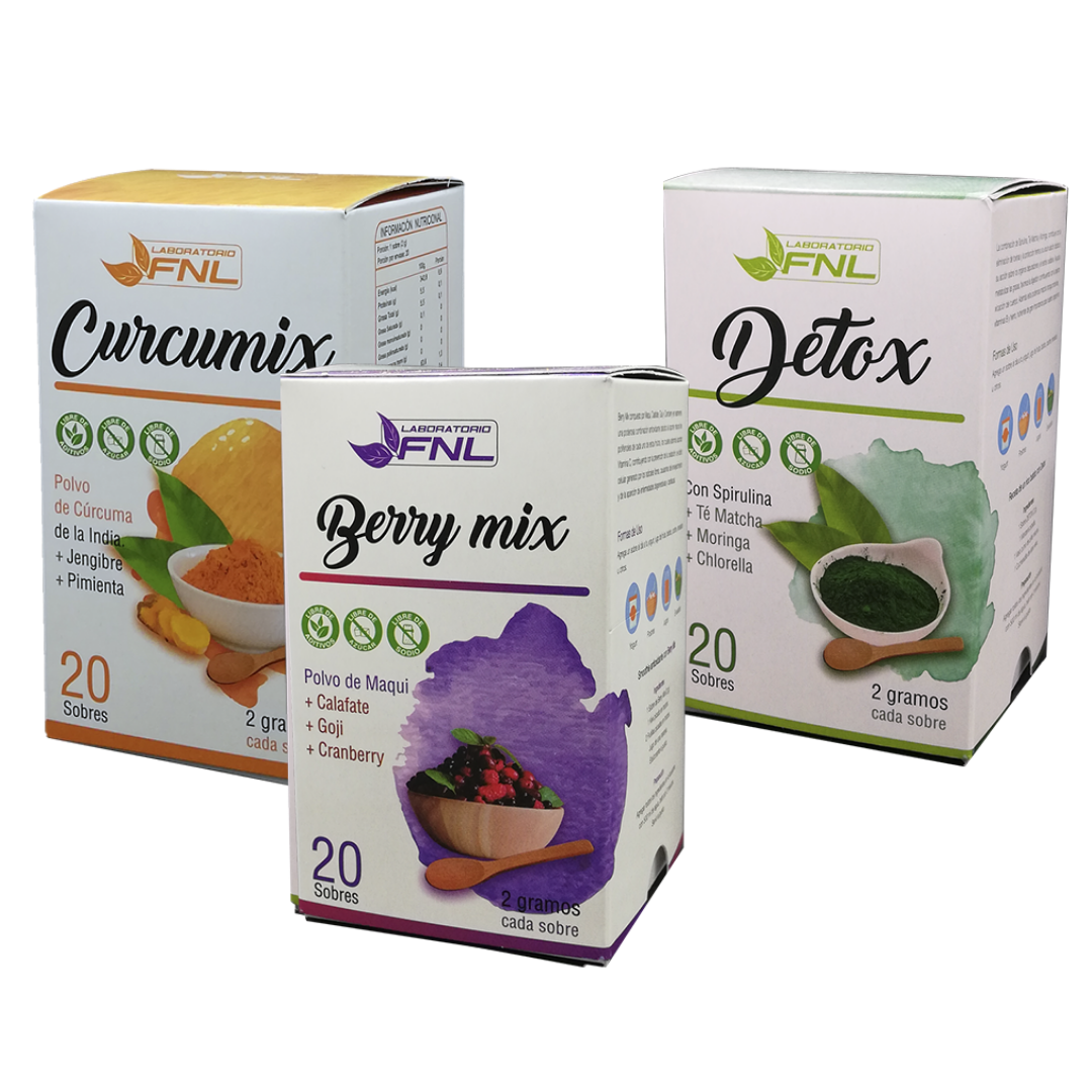 Tripack Sachet Berry, Curcumix y Detox1