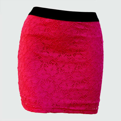 FALDA CORTA ENCAJE CINTURA DE ELASTICO FUCSIA - IRIS2