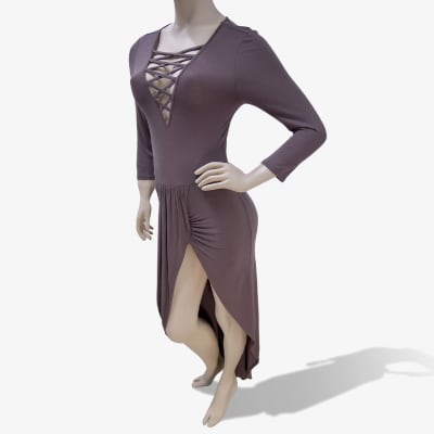 VESTIDO LARGO COLOR UVA  - HAUTE MONDE