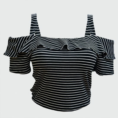 CROP RIB RUMBERA CON TIRAS RAYAS NEGRO/BLANCO - IRIS2