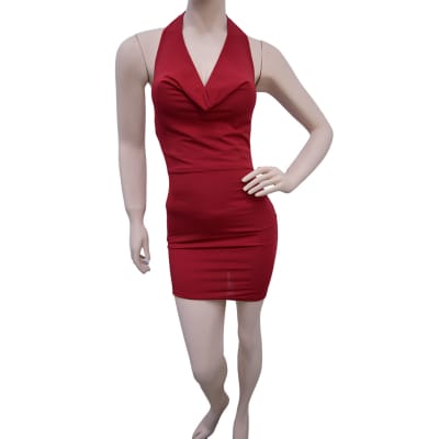 VESTIDO CON AMARRE ROJO  - HAUTE MONDE