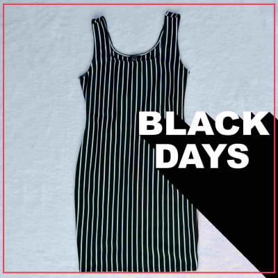 VESTIDO MANGA CERO LICRA RAYAS NEGRO/BLANCO - IRIS