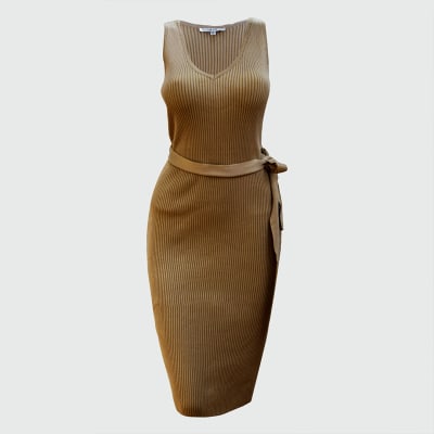 VESTIDO DE HILO CUELO V + LAZO HILO VARIADO  - IRIS2