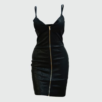 VESTIDO CON ESTAMPADO  DE PIEL DE SERPINTE CON CIEREE DISEÑO/COLOR ENTERO - HAUTE MONDE